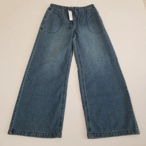 Steve Madden Denim Wide Leg Pull-On Pants Jeans Small NWT - Picture 4 of 7